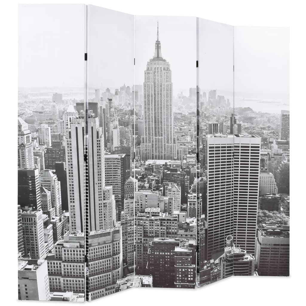 fekete-fehér New York mintás paraván 200 x 170 cm (245859)