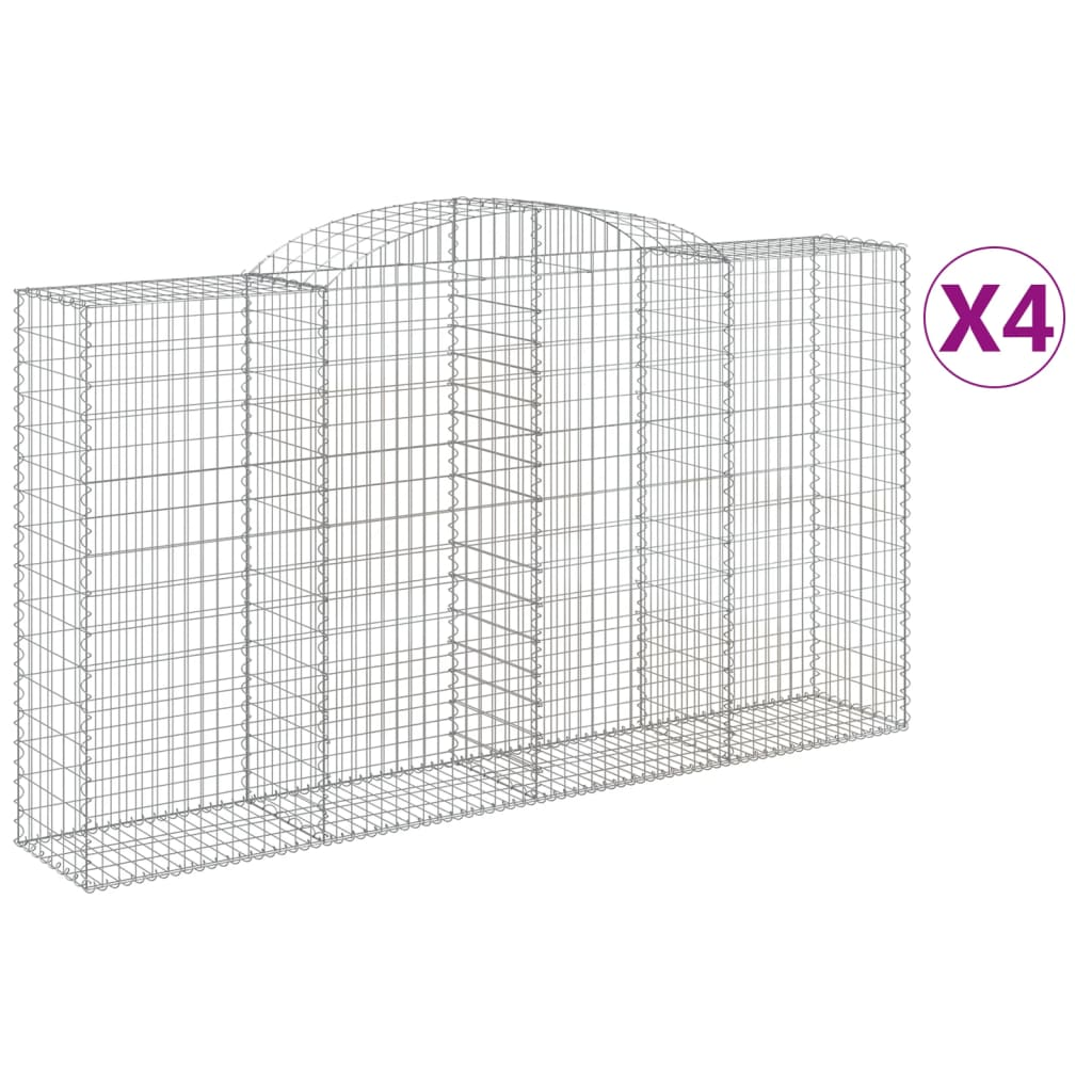 4 db íves horganyzott vas gabion kosár 300x50x160/180 cm (3146757)