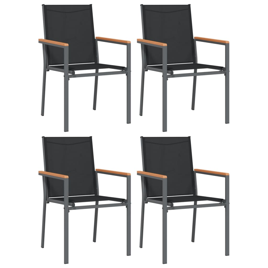 4 db fekete textilén és acél kerti szék 55x61,5x90 cm (3187085)