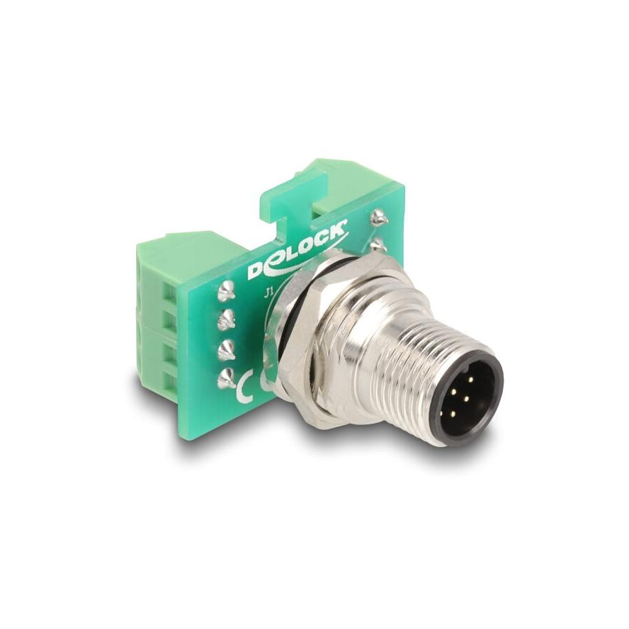 Delock M12 transzfer modul adapter 8 tűs A-kódú apa - 9 tűs sorkapocs installáláshoz (60664) (60664)