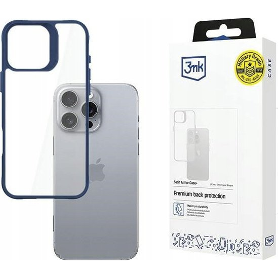3mk Satin Armor Case+ átlátszó, TPU és PC anyagú telefontok Kék Apple iPhone 16 Pro Max (5903108592673)