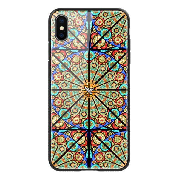 NILLKIN BRILLIANCE telefonvédő szilikon keret (BUMPER, közepesen ütésálló, edzett üveg hátlap, mandala minta) SZÍNES [Apple iPhone XS 5.8]