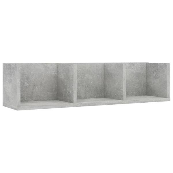Raft de perete CD-uri, gri beton, 75 x 18 x 18 cm, PAL