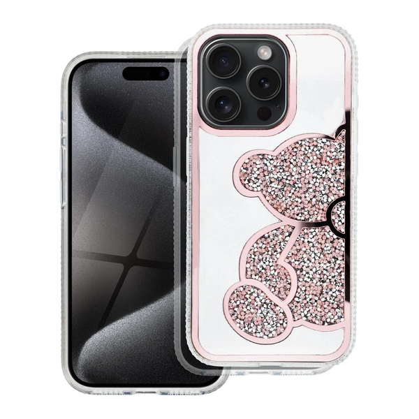 TEDDY BEAR tok iPhone 16 készülékhez rózsaszín