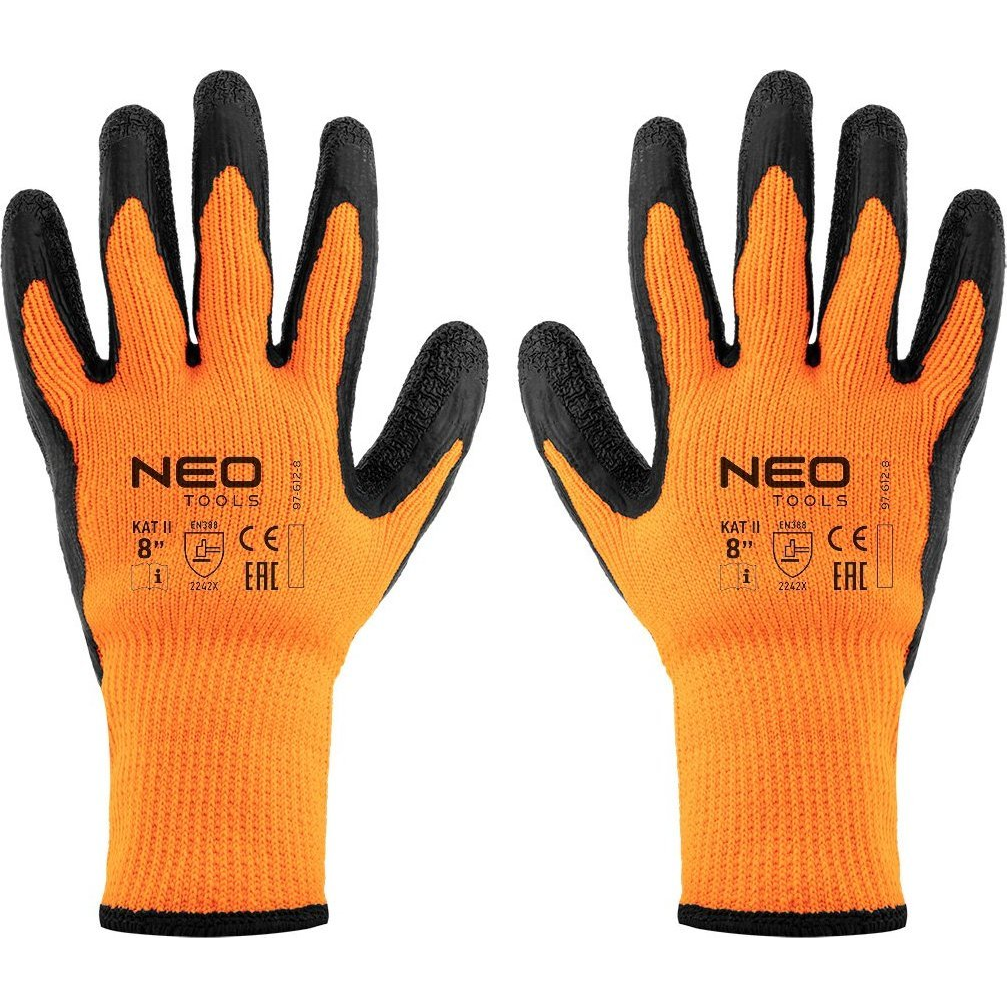 NEO 97-612-8 Munkakesztyű, Hőszigetelt, Latex Bevonatú Poliészter, 2242X, 8