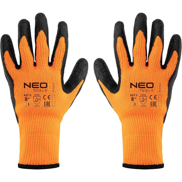 NEO 97-612-8 Munkakesztyű, Hőszigetelt, Latex Bevonatú Poliészter, 2242X, 8"