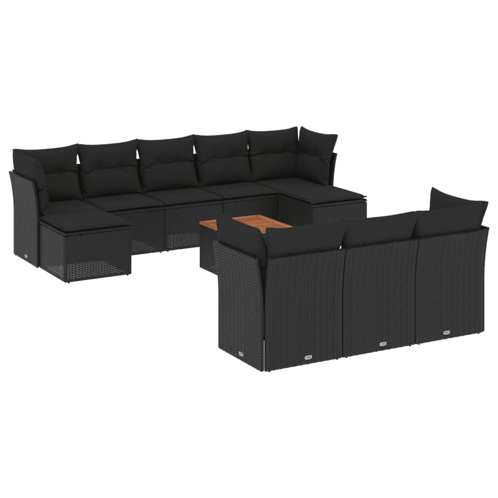11 részes fekete polyrattan kerti ülőgarnitúra párnákkal (3223878)
