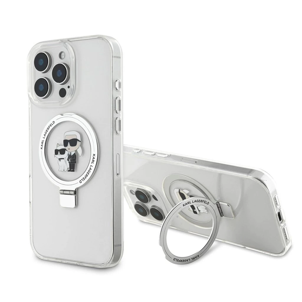 Karl Lagerfeld Ringstand Karl and Choupette MagSafe tok iPhone 16 Pro Max készülékhez fehér
