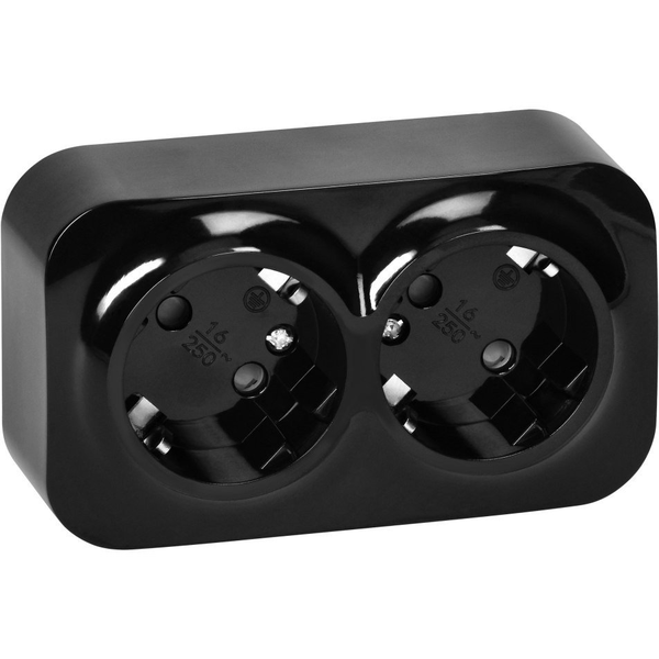 ToDo Gniazdo podwójne 2x2P+Z, 16A/230VAC, IP20,Schuko,Czarne10 sztuk