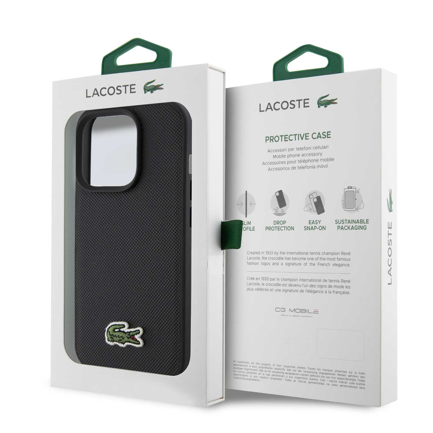 Lacoste Iconic Petit Pique iPhone 15 Pro Max Tok - Fekete/Mintás (LCHMP15XPVCK)