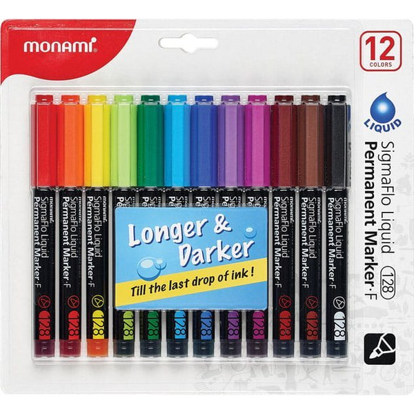  Monami Marker Permanentny Sigmaflo F 128 Zestaw 12 Kolorów Monami