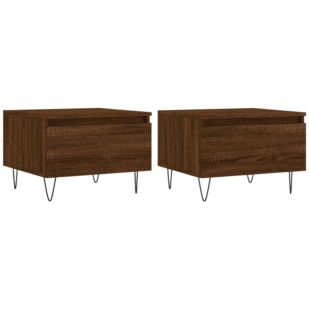 2 db barna tölgyszínű szerelt fa dohányzóasztal 50 x 46 x 35 cm (830875)