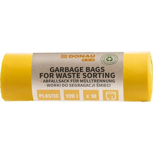 Donau Worki na śmieci ECO, do segregacji plastiku, 120l, 10 szt., żółte