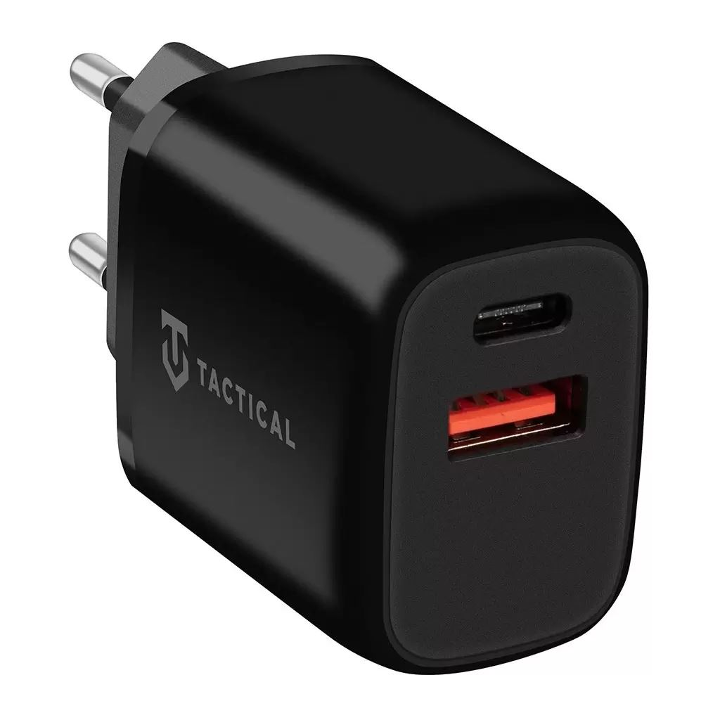 Tactical USB-A+C töltő adapter PD 20W fekete (126183) (TA126183)