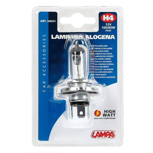 Халогенна крушка Лампа, H4, 12V, 100-80W, 92mm, P43t