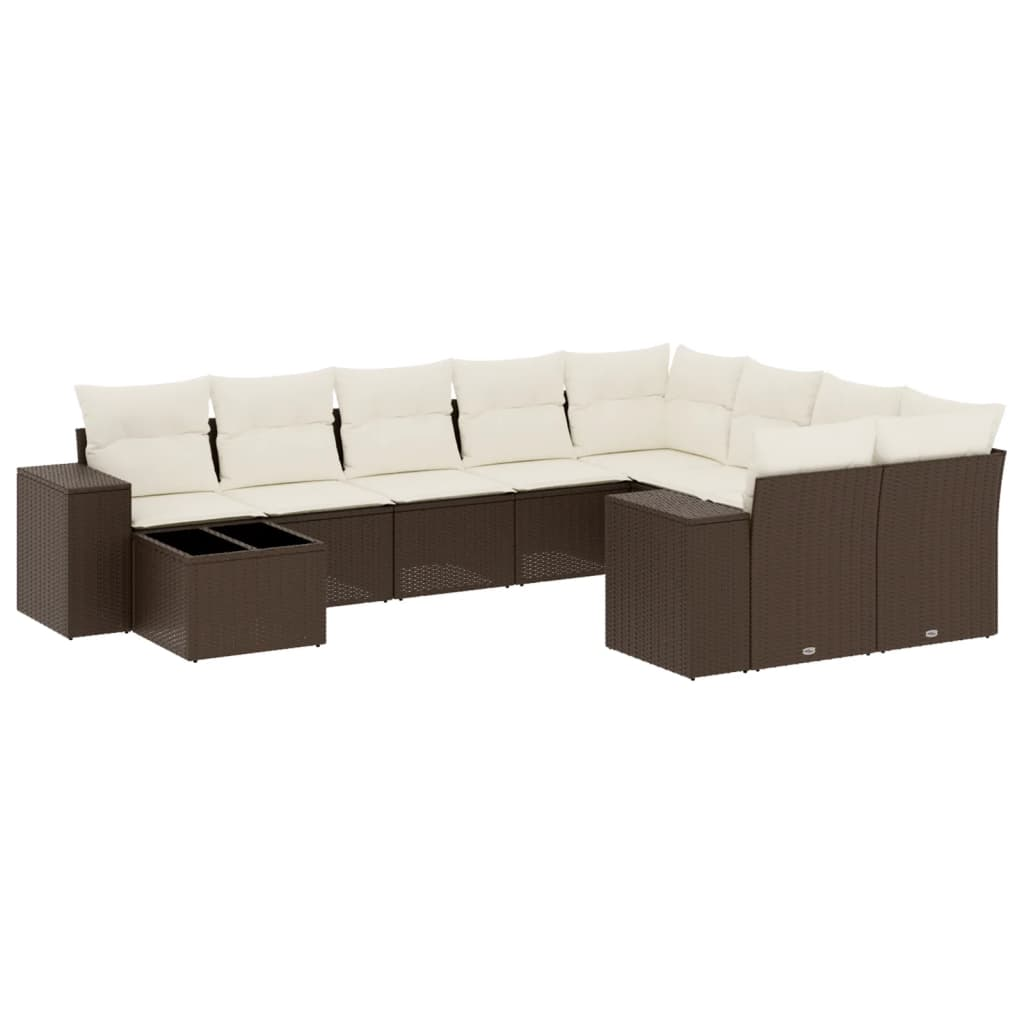 10 részes barna polyrattan kerti ülőgarnitúra párnákkal (3255400)