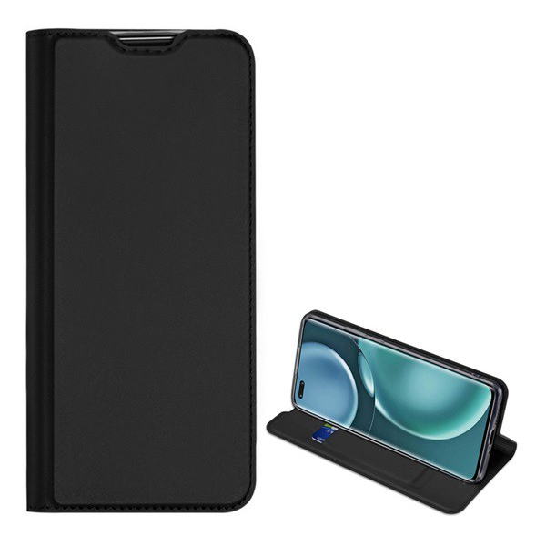DUX DUCIS SKIN PRO tok álló, bőr hatású (FLIP, oldalra nyíló, bankkártya tartó, asztali tartó funkció) FEKETE [Honor Magic4 Pro] (5996591233260)