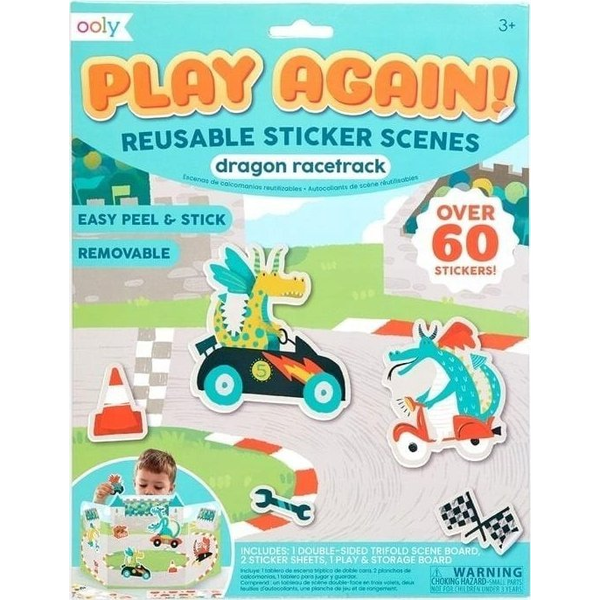 Kolorowe Baloniki Naklejki wielorazowe Play Again - Wyścigi Smoków