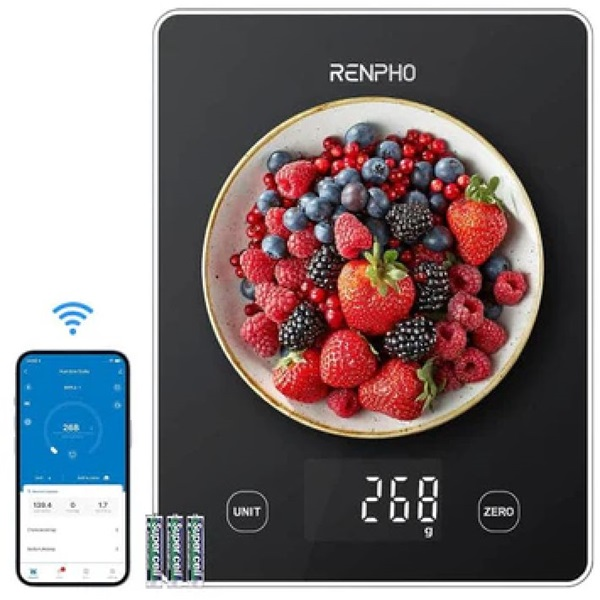 Renpho Calibra 1L Nero Superficie piana Rettangolo Bilancia da cucina elettronica