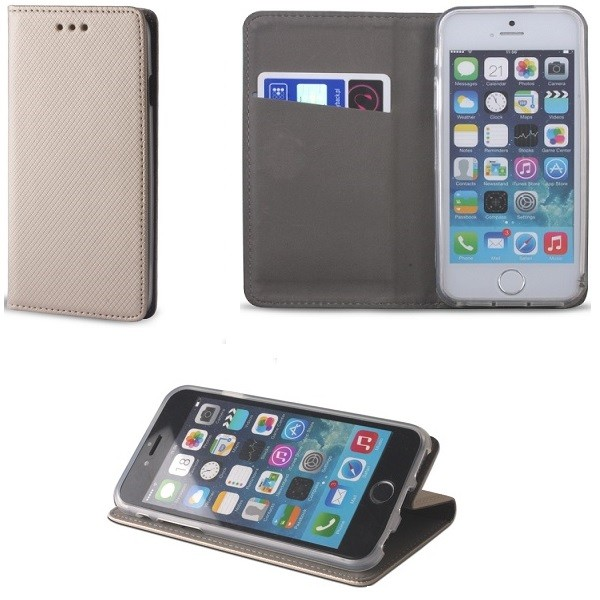 LG K30 (2019), Oldalra nyíló tok, stand, Smart Magnet, arany (88664)