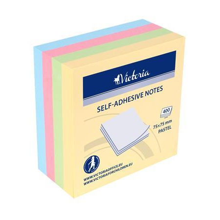 Victoria Öntapadó jegyzettömb, 75x75 mm, 400 lap, , pasztell (LV7575P4) (LV7575P4)