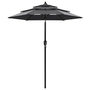 Umbrelă de soare 3 niveluri, stâlp de aluminiu, antracit, 2 m