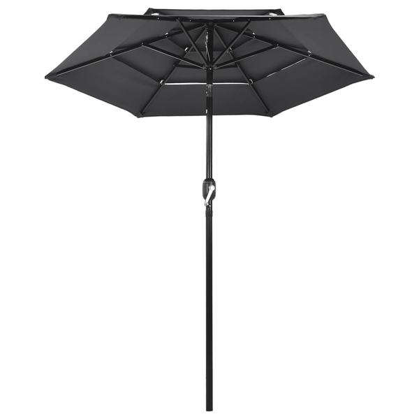 Umbrelă de soare 3 niveluri, stâlp de aluminiu, antracit, 2 m
