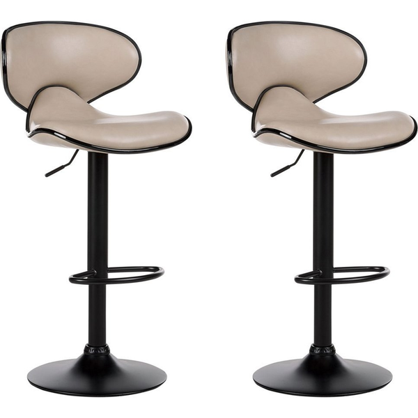 Conjunto De 2 Sillas De Bar Modernos De Altura Regulable Sin Reposabrazos Tapizado Piel Sintética Beige Claro Conway Ii