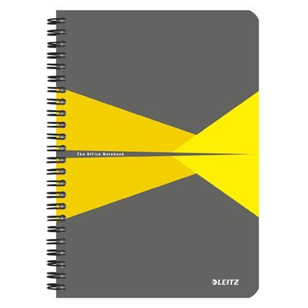 Leitz spirálfüzet, A5, vonalas, 90 lap, "Office", szürke-sárga (E44990015) (E44990015)