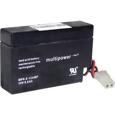 multipower MP0,8-12-AMP A9709 Ólomakku 12 V 0.8 Ah Ólom-vlies (AGM) (Sz x Ma x Mé) 96 x 62 x 25 mm AMP alj Karbantartásmentes, Kis önkisülés (A9709)