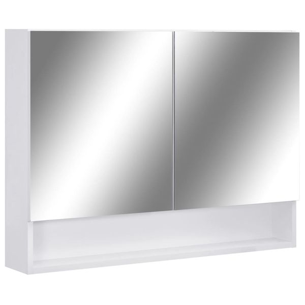 vidaXL Szafka łazienkowa z lustrem led biała 80x15x60cm