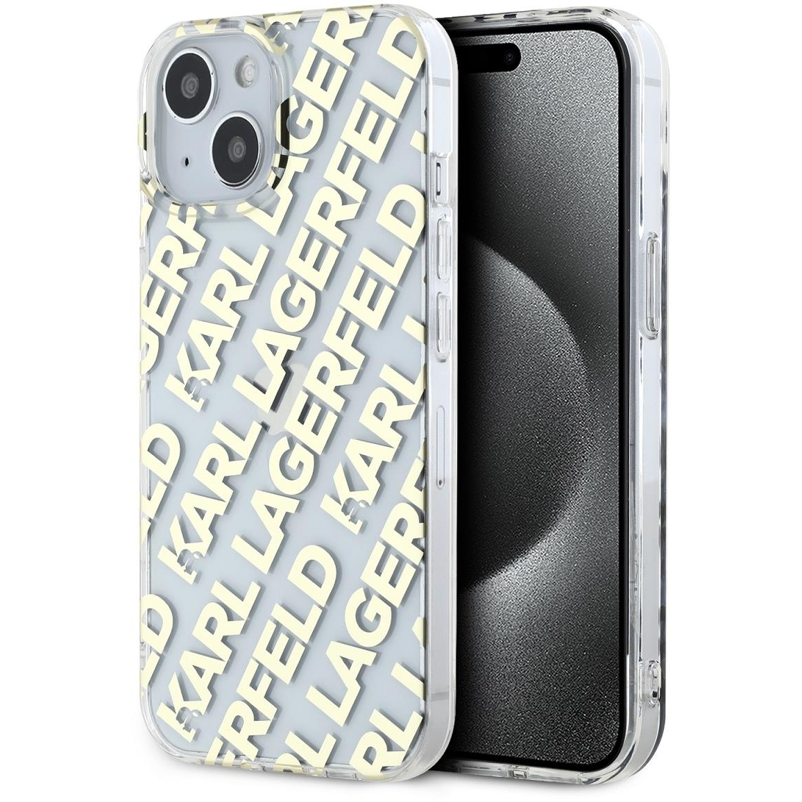Karl Lagerfeld IML Electroplated Repeated Logo iPhone 15 Gold tok (KLHCP15SHKFOEMD)
