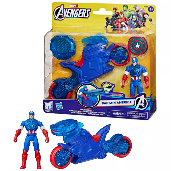 Hasbro Marvel Bosszúállók Amerika kapitány akciófigura motorral 10 cm