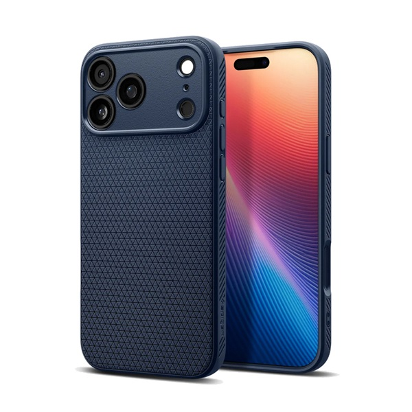 Spigen LIQUID AIR szilikon telefonvédő (ütésállóság, légpárnás sarok, rombusz) SÖTÉTKÉK Apple iPhone 17 Pro (ACS09943)