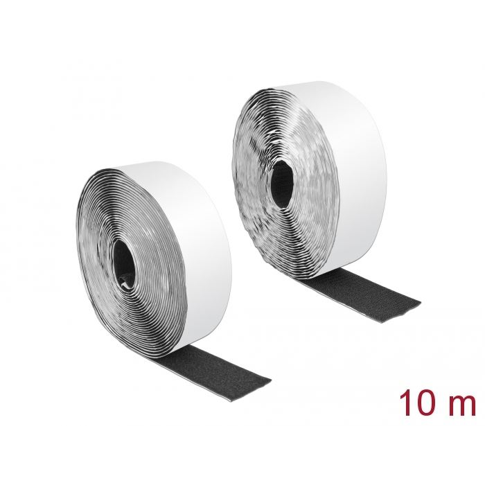 Delock Velcro öntapadó tépőzáras szalag 10m fekete (19094) (delock19094)