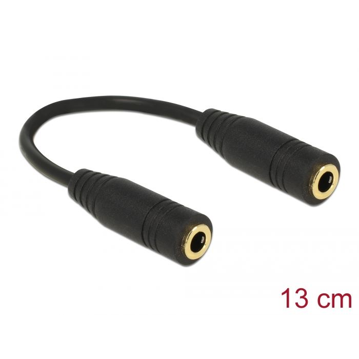 Delock 65896 sztereó jack 3,5 mm-es, 4 pólusú anya > anya adapter 13cm (delock65896)