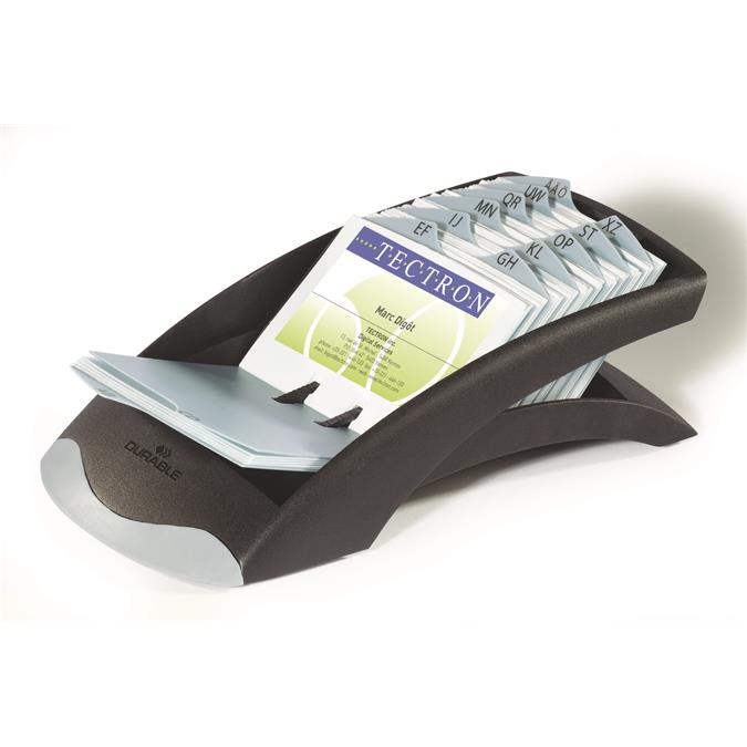 Durable Névjegykártyatartó, műanyag, 200 db-os, A-Z regiszterrel, fekvő, , "VISIFIX", fekete (DB241301) (DB241301)