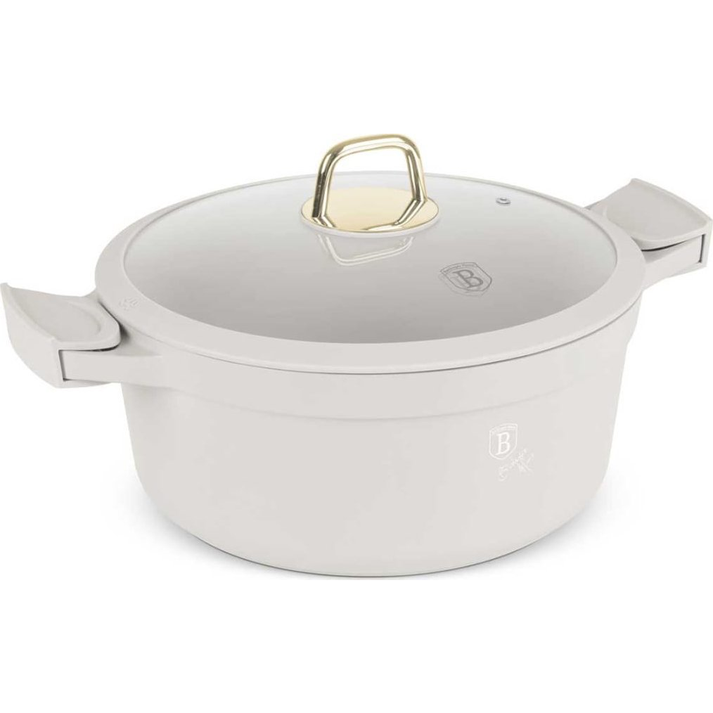 BerlingerHaus BH/7788 Sahara Collection Lábas - Fedővel, 6,1 L, Öntött Alumínium, Matt Krém (BH-7788)