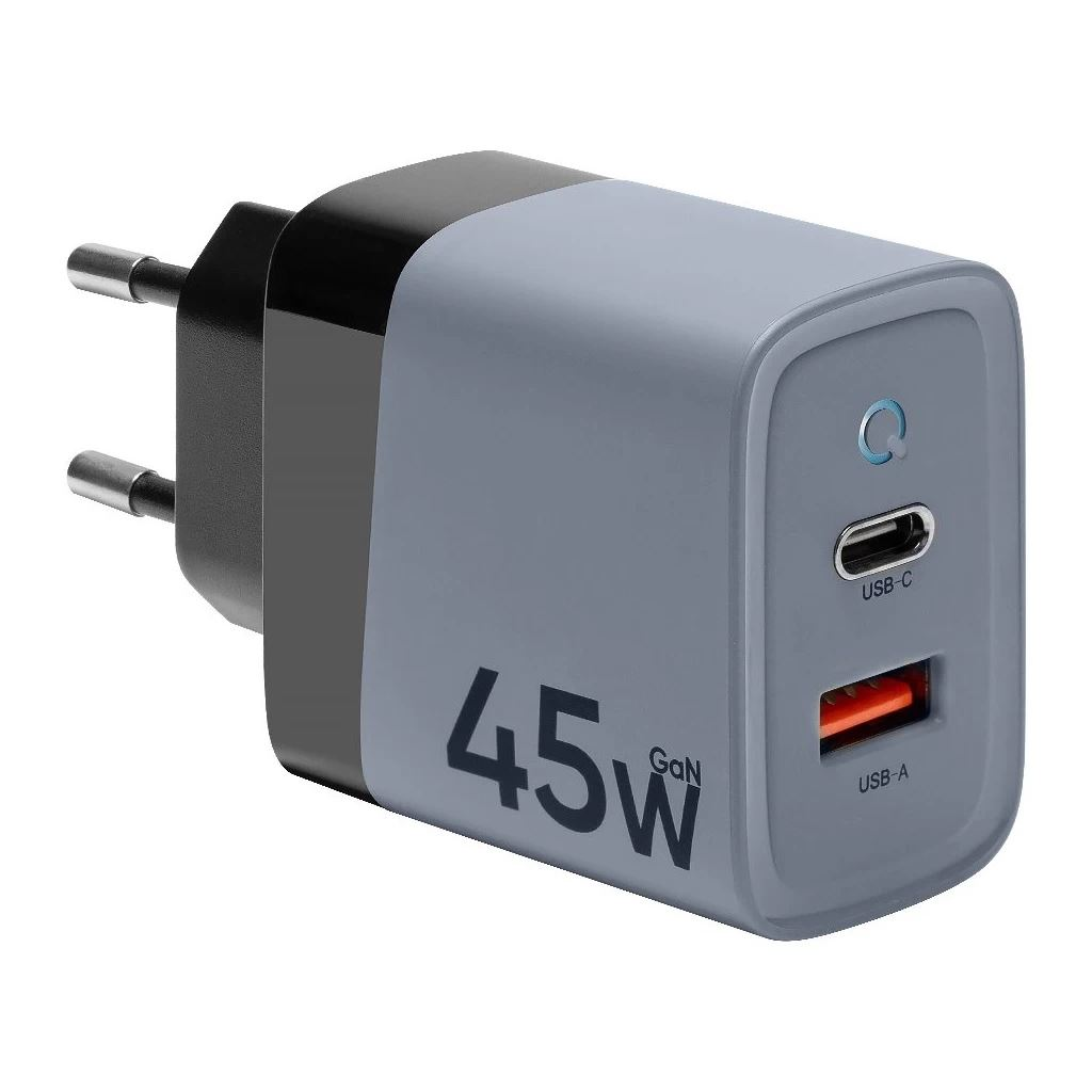 Tactical Microgrid GaN 45W USB-A + USC-C hálózati töltő szürke (129684) (tac129684)