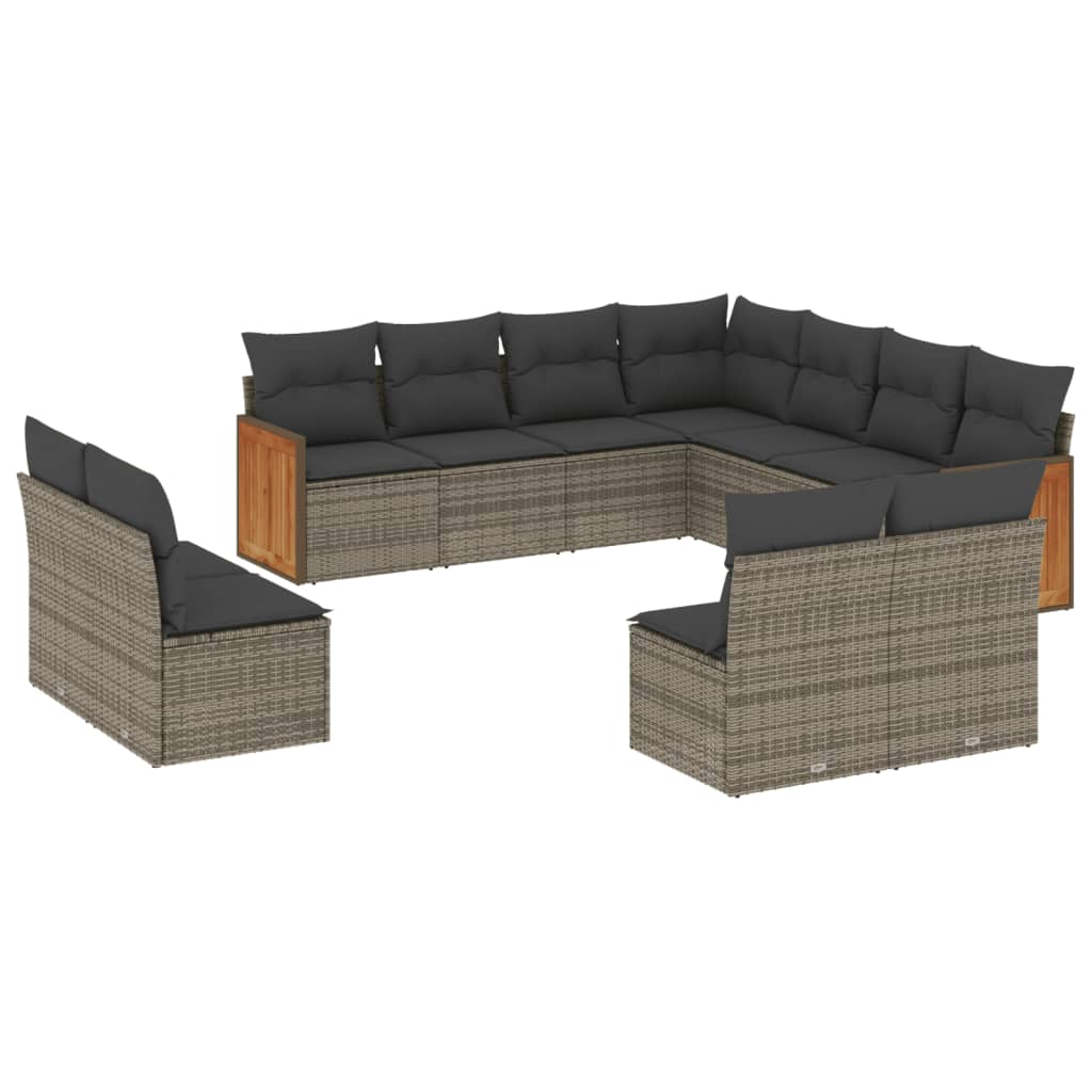 11 részes szürke polyrattan kerti ülőgarnitúra párnákkal (3227768)