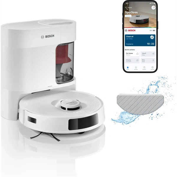 BOSCH BCRD2W Spotless Advanced+ Robotporszívó és felmosó, Fehér