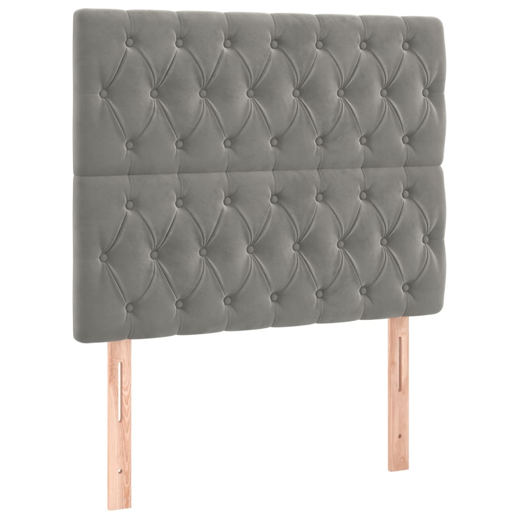 2 db világosszürke bársony fejtámla 90x7x78/88 cm (3116704)