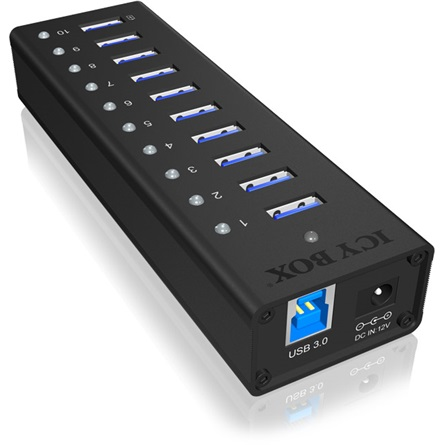 Raidsonic ICY BOX IB-AC6110 10 portos USB3.0 hub táppal (IB-AC6110)