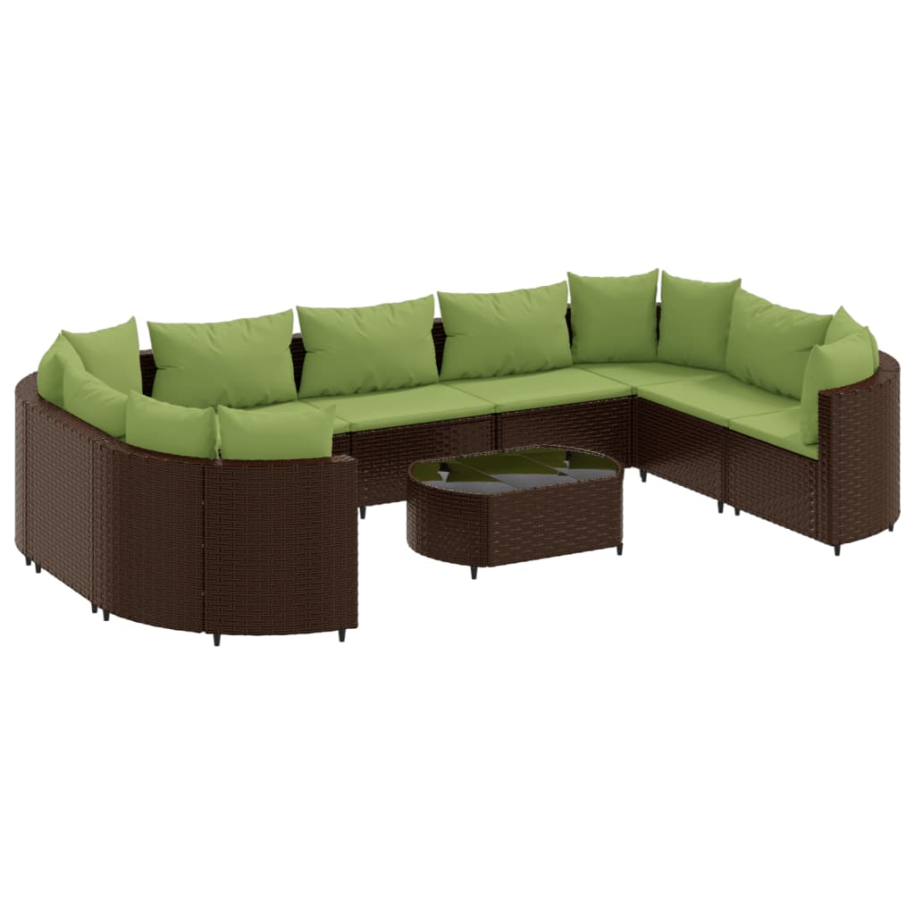 10 részes barna polyrattan kerti ülőgarnitúra párnákkal (3308406)