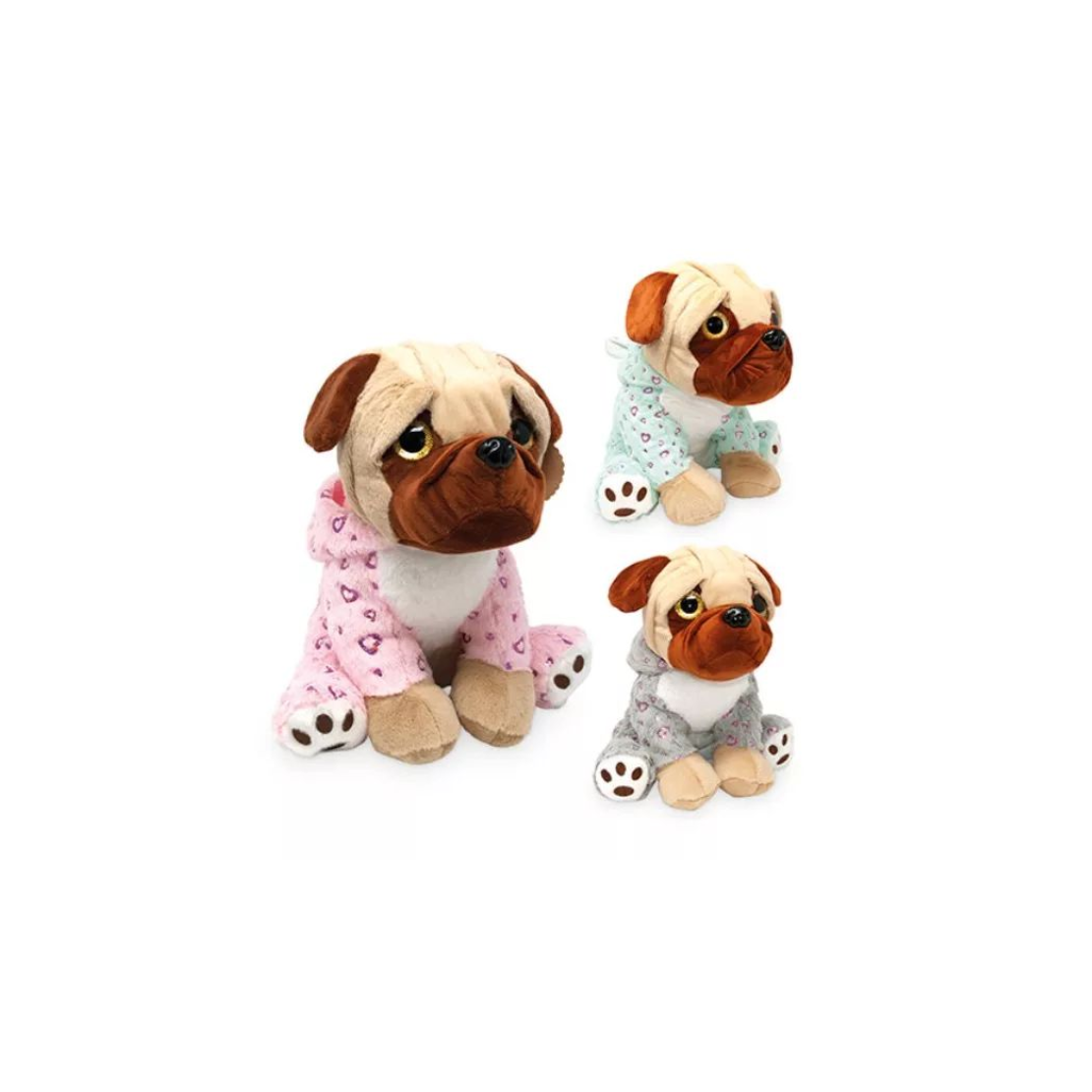 Mopsz szívecskés ruhában plüssfigura 25 cm - Többféle (LB823772)