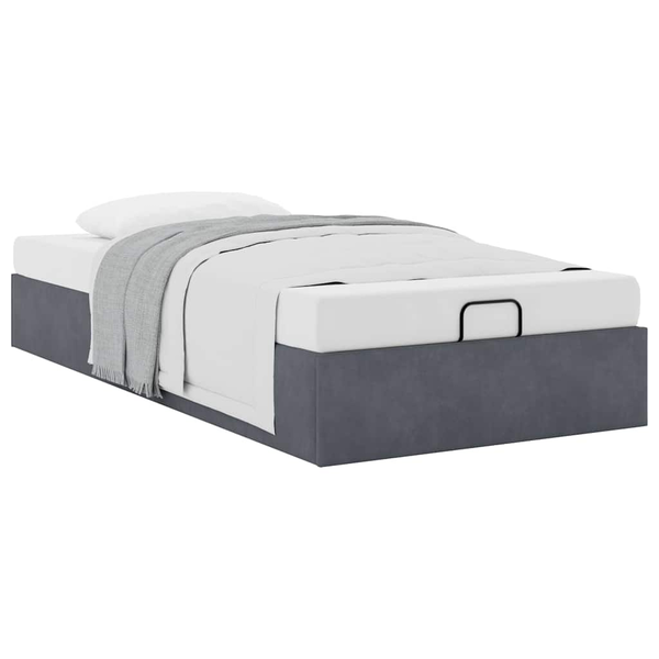 Cadru de pat otoman fără saltea Gri închis 90x200 cm catifea