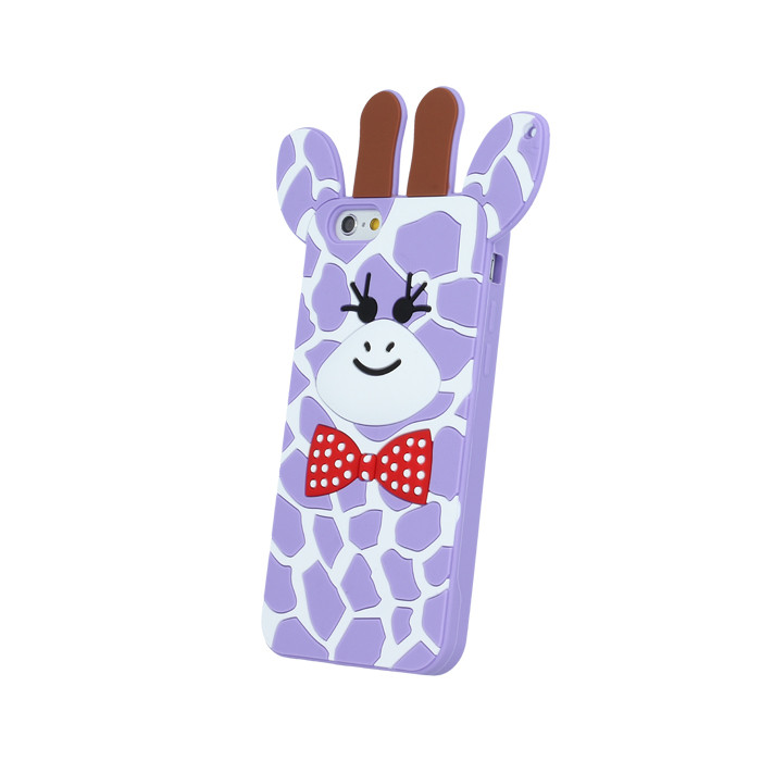 Huawei Y6 II, TPU szilikon tok, 3D zsiráf minta, lila, style 2 (51085)