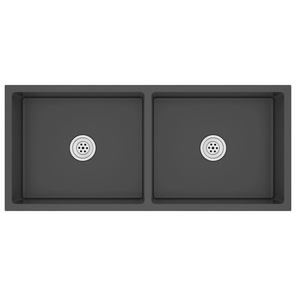 fekete kézzel készült rozsdamentes acél mosogató (51525)