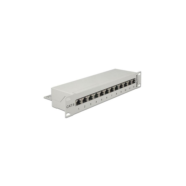 LAN Delock 43299 10" 12portos Cat6 patch panel - Szürke