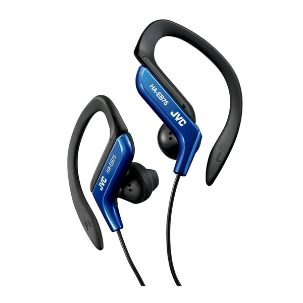 JVC HA-EB75 Cuffie Cablato A clip, In-ear Sport Nero, Blu
